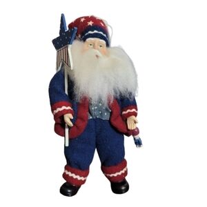 Patriotic Santa Uncle Sam star Flag & soldier doll stars on hat America USA Flag